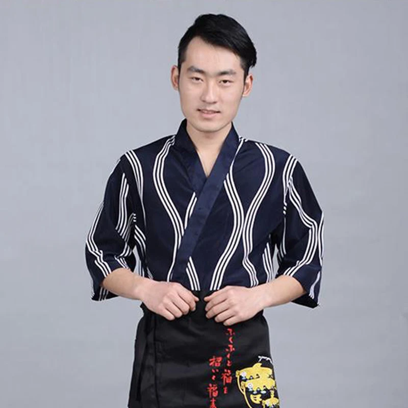 Le Restaurant de Sushi Uniforme de Chef , Chemise de Cuisine Japonaise Pour Hommes, Veste de Cuisine d'Hôtel, Barbecue Coréen, Vêtements de Travail Pour Femmes Serveur,Été Vetement Cuisine,Boulangerie Veste de Cuisine