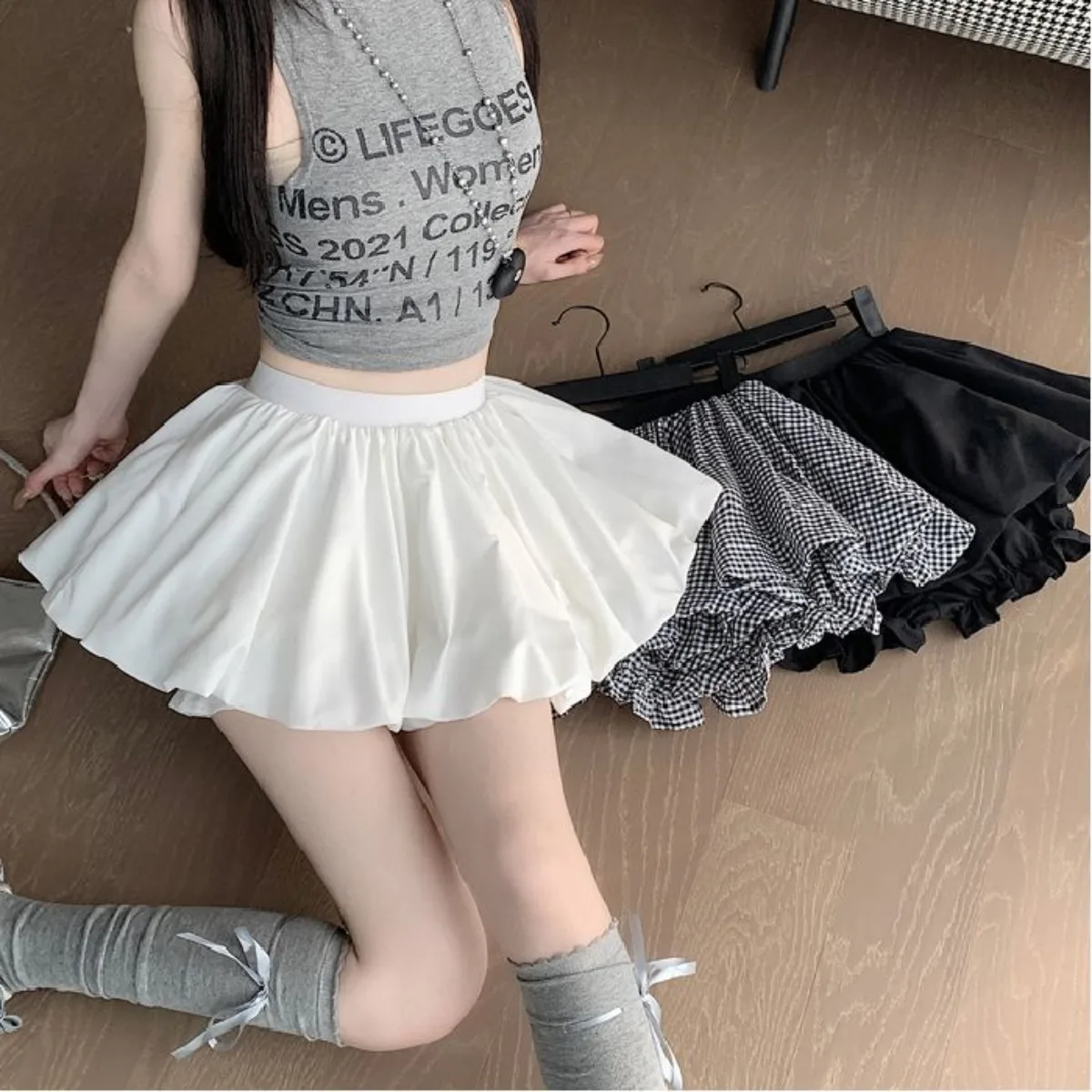 

Blossom Puff Skirt Pants - A-Line Fluffy Shorts for Petite, High Waist Sexy Cute Culottes Korean Popular Clothes