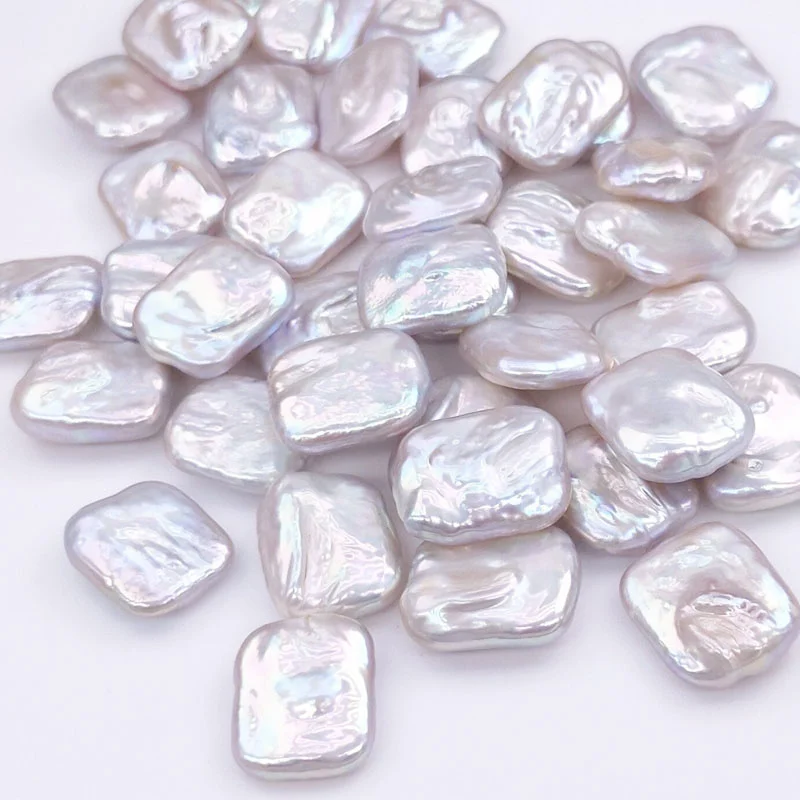 

4Pcs/lot Beads Natural Freshwater Pearl 2A Quality Rectangular Shaped White Baroque Pearl for DIY Earrings Jewelry Accessories