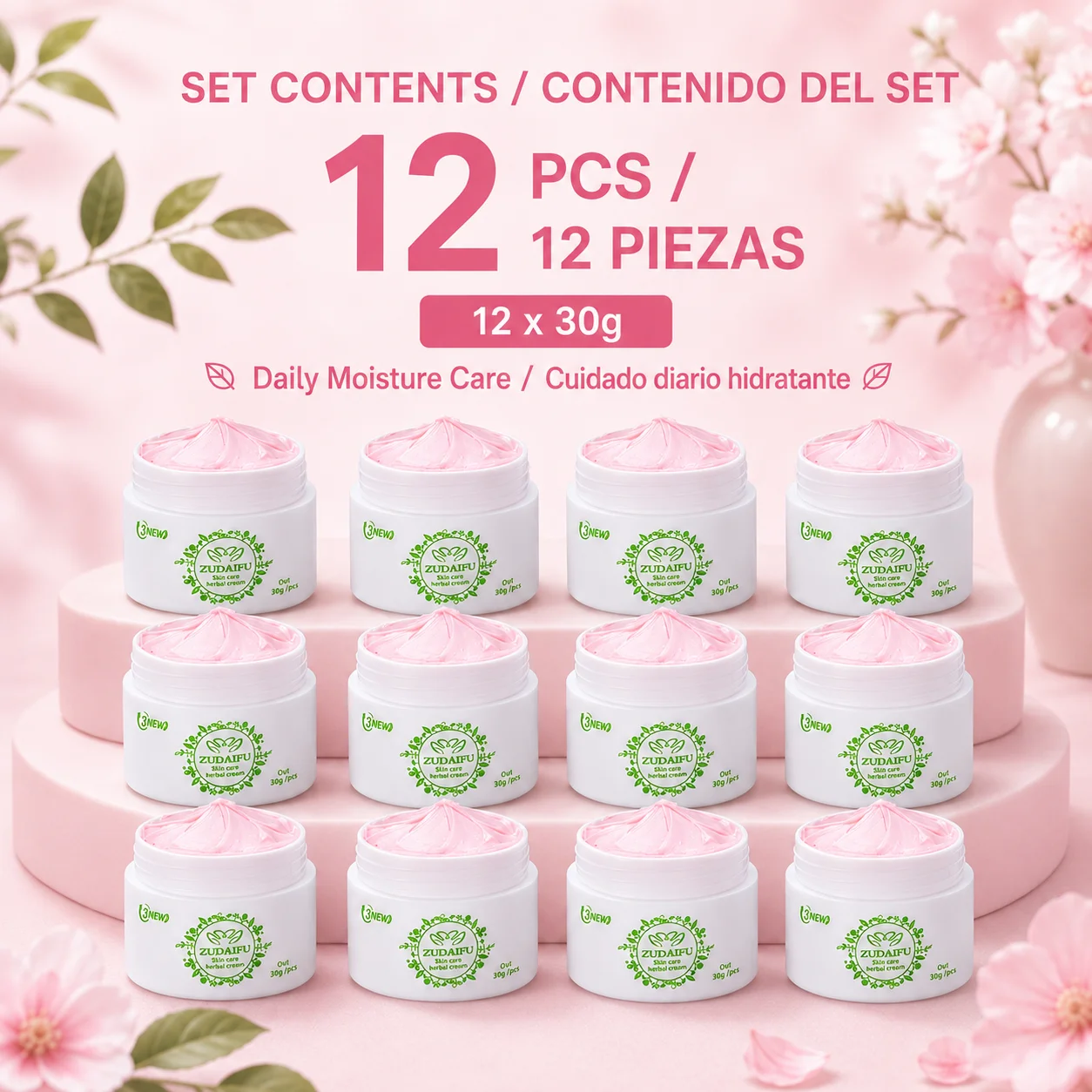 12pcs 【New date】 ZUDAIFU 3rd Generation Herbal Skin Care Cream, Buy 10 Get 2 Free, Pink Moisturizing Cream for Daily Use view 5