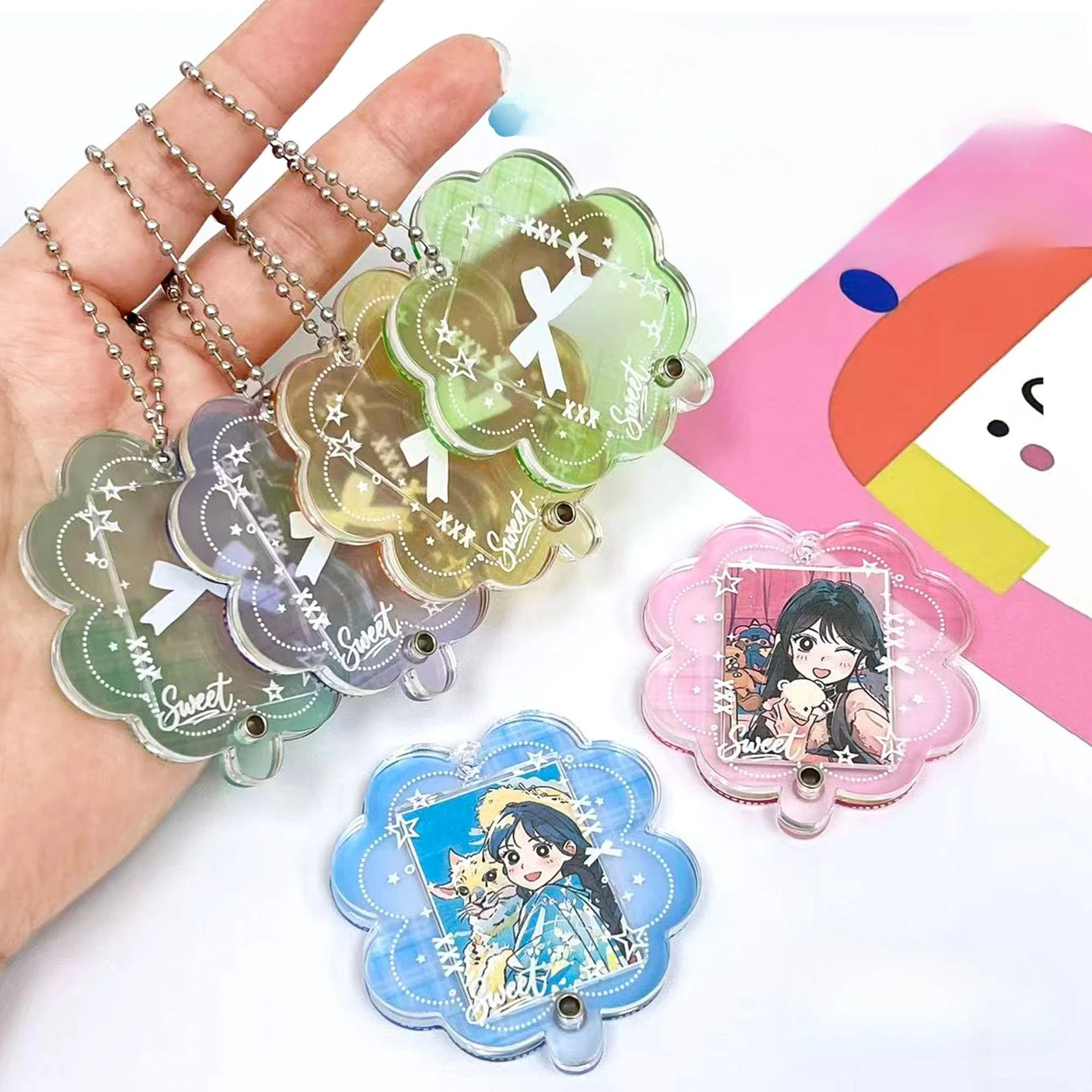 Glücksklee 1 Zoll Fotorahmen Schlüsselanhänger Kpop Idol Fotokartenhalter für Fans – Detail 3