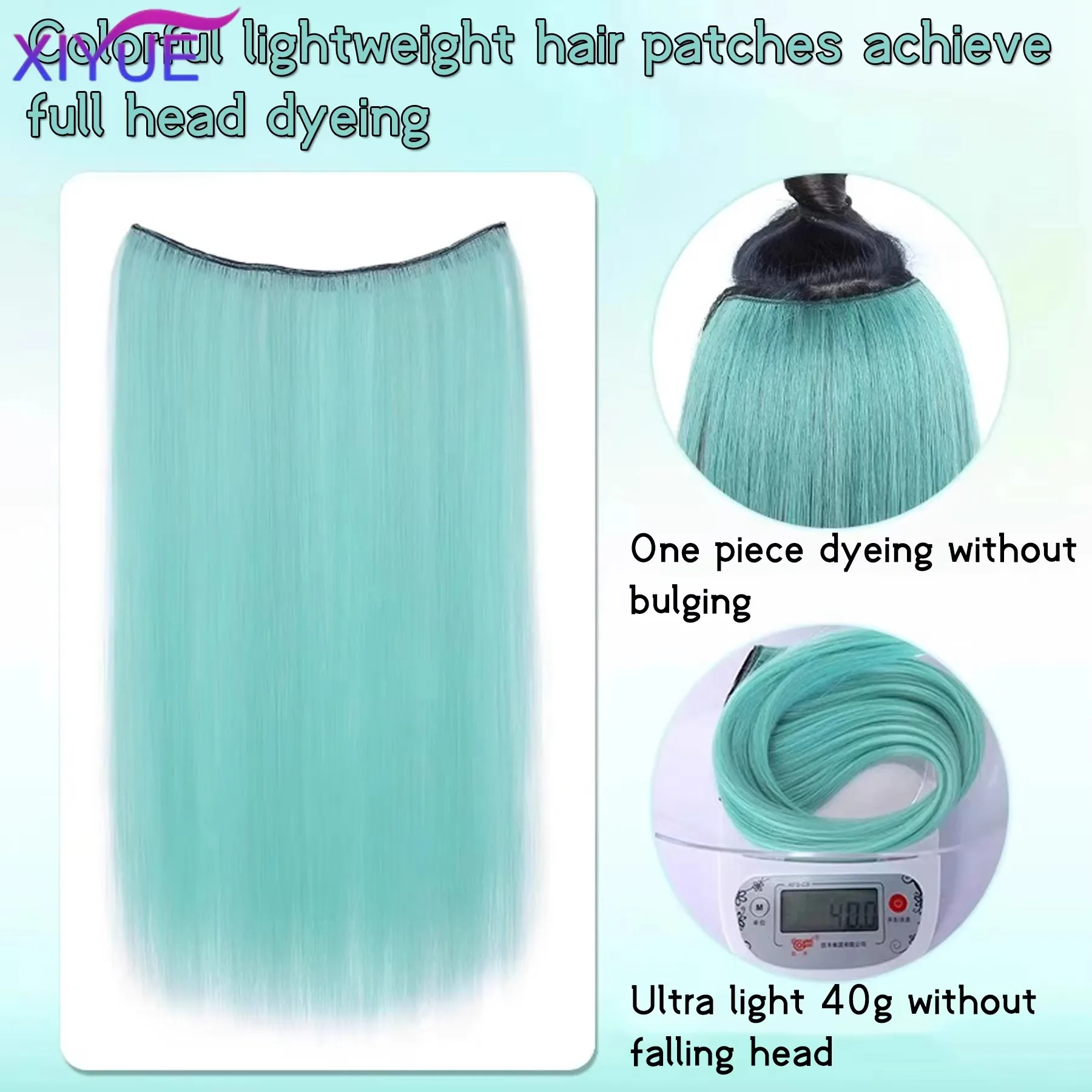 JKL  20 Inch Long Synthetic  Clip In One Piece Hair Extension 4 Clips inner layer hidden hair color hair piece color wig