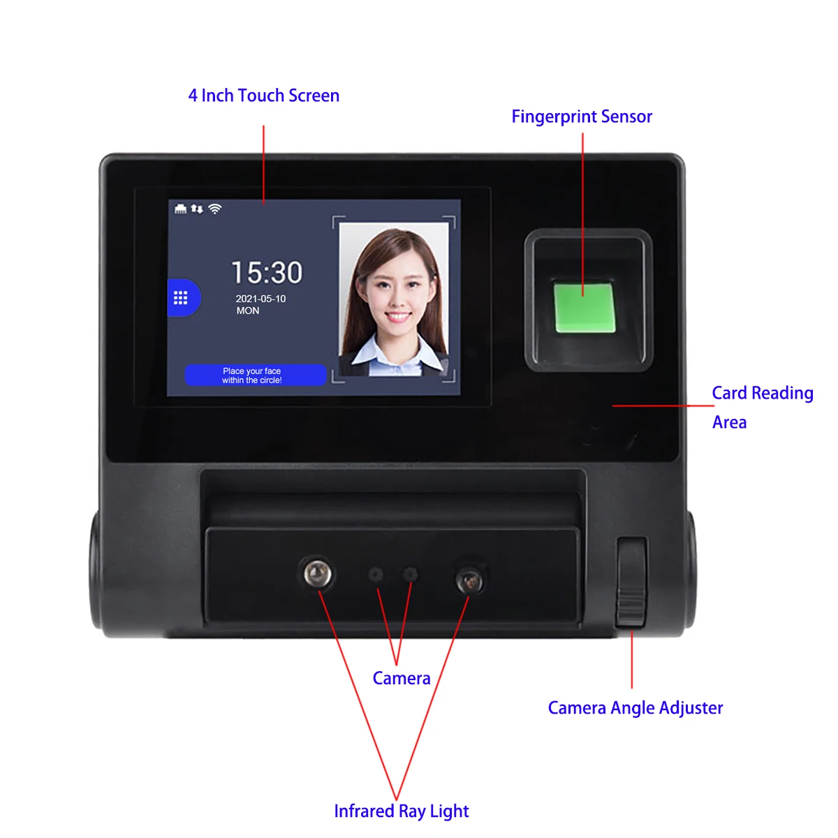 WiFi Face Time Attendance and Access control Empolyee Time Record System Tcp/ip Face and Fingerprint Time Clock