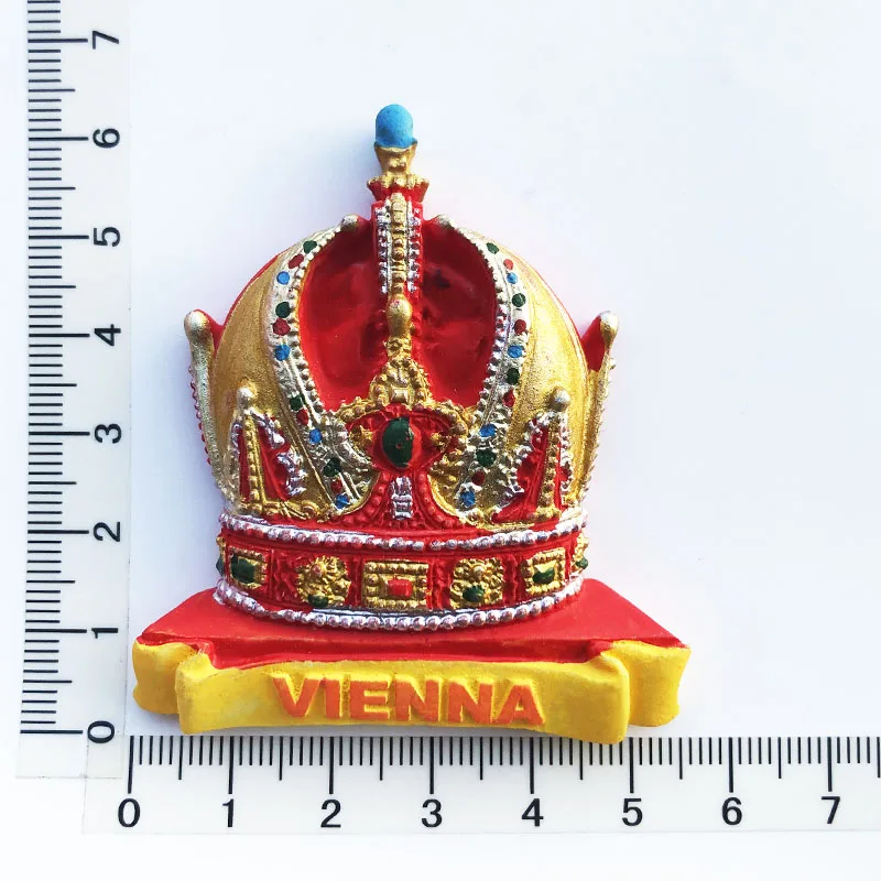 Austrian Vienna Crown Fridge Magnet Cultural Landscape Tourism Souvenir Resin Message Sticker Crafts Decoration