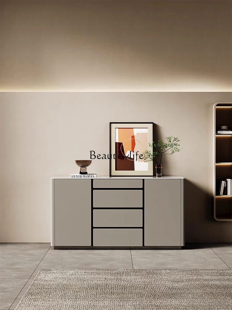 

Saddle Leather Stone Plate Sideboard Cabinet Modern Simple Small Apartment Storage Hallway Tailstock Storage Cabinet