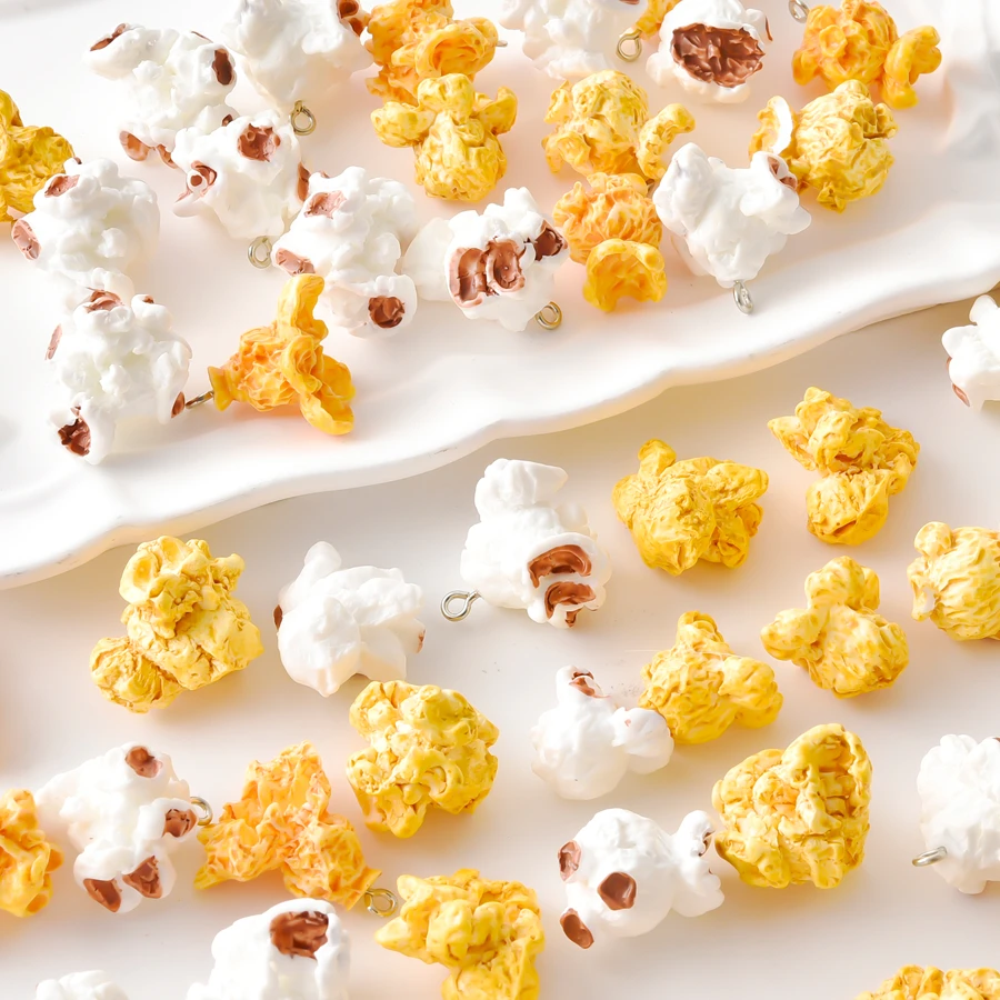 10/20Pcs Kawaii Harz 3D Simulation Lebensmittel Popcorn Breloques Schmuck DIY Ohrringe Material Mixed Schlange Cabochons Charms Großhandel – Detail 3