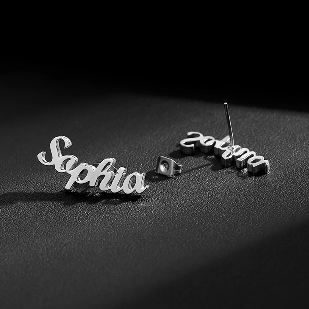 Custom Name Punk Stud Earrings Image 4