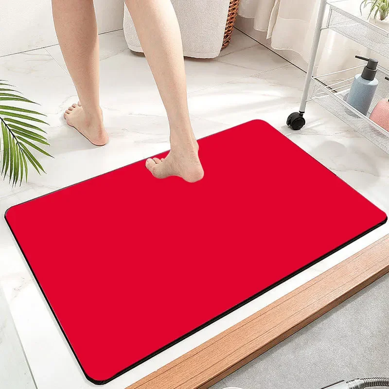 Vibrant Solid Hue Diatomite Bath Mat Super Absorbent Quick-Dry Non-slip for Bathroom Floor & Kitchen Sink