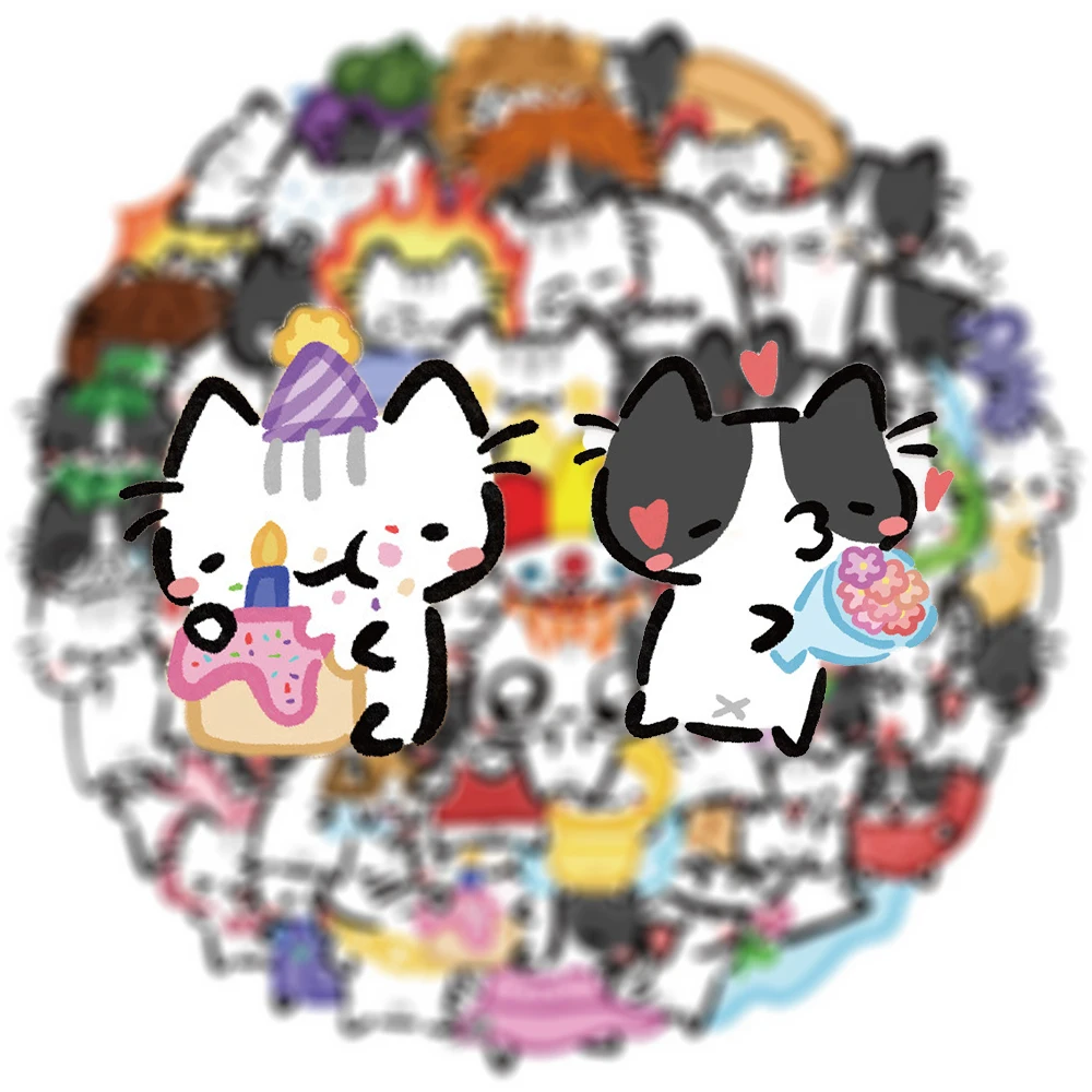 

10/30/54pcs Transparent Cute Creative Cat Cartoon Stickers Funny Animals Kitten Graffiti Decals Laptop Scrapbook Phone Sticker