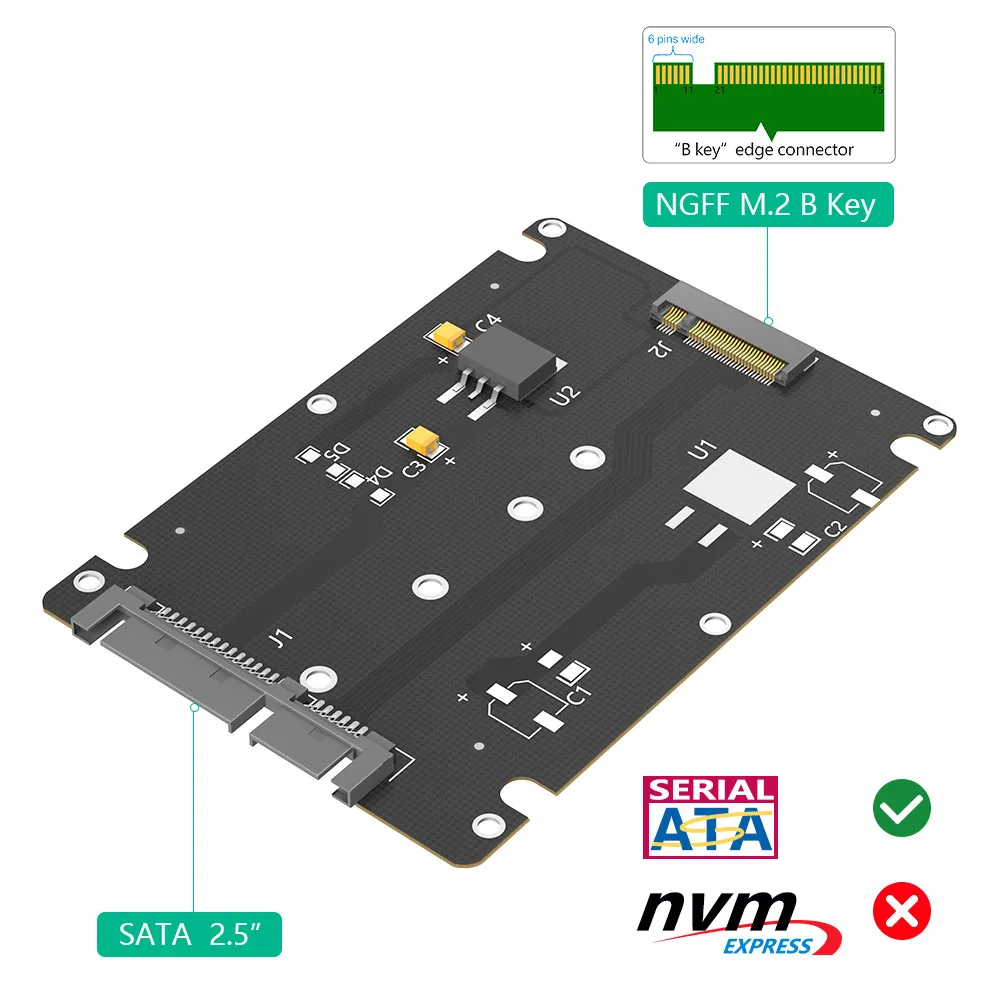SATA 3.0 2.5 Inches to M.2 NGFF SATA SSD Adapter Enclosure ABS Case
