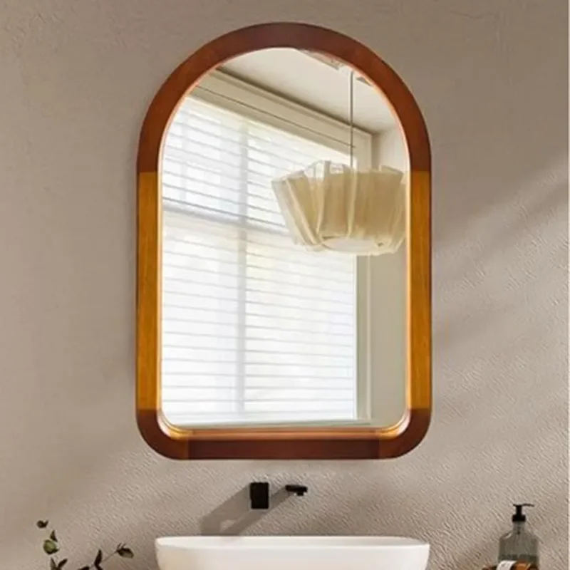 for Medieval Makeup Mirror Dresser Mirror Living Room Entrance Wooden Decorative Mirror Wall Mounted Desktop Full Length