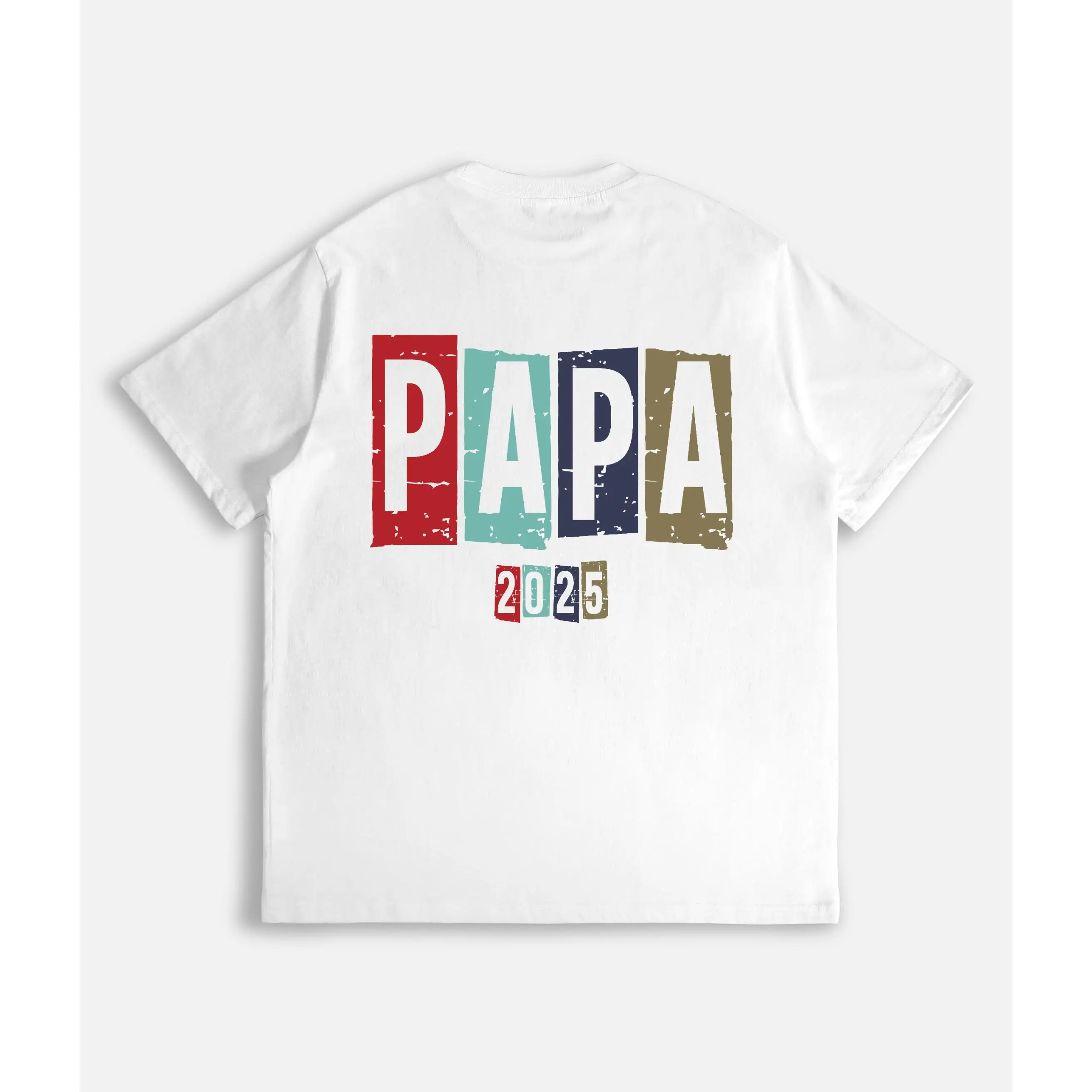 

Papa 2025 T-shirt for Men Dad Slogan Print Graphic Tees Funny Father's Day Gift