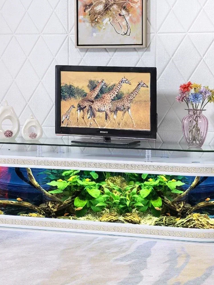 TV Cabinet Fish Globe Living Room Home Medium and Large Floor Double round Turtle Wall Glass Creative European Style Aquarium