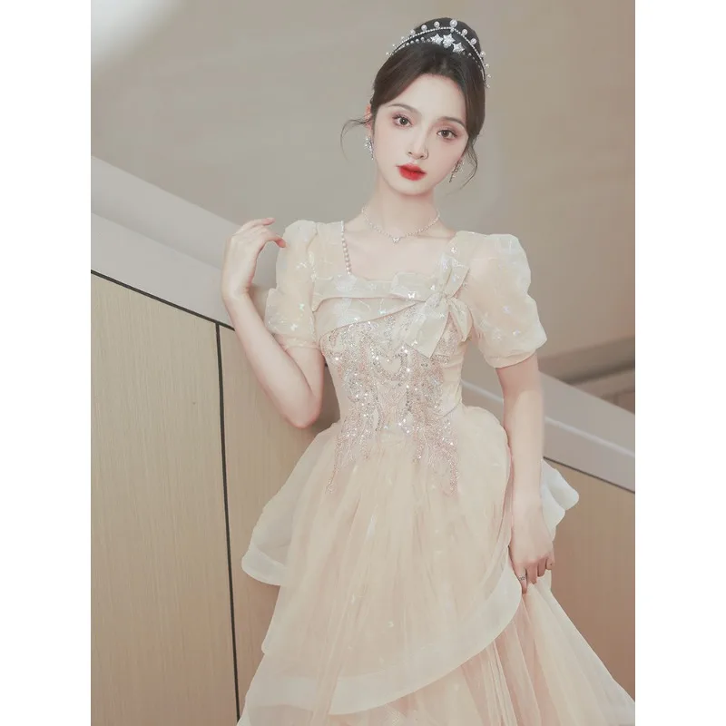 Banquet Evening Dress 2025 Spring/Summer New Art Exam Vocal Starry Sky Dress for Children's 18th Birthday Adult Dress