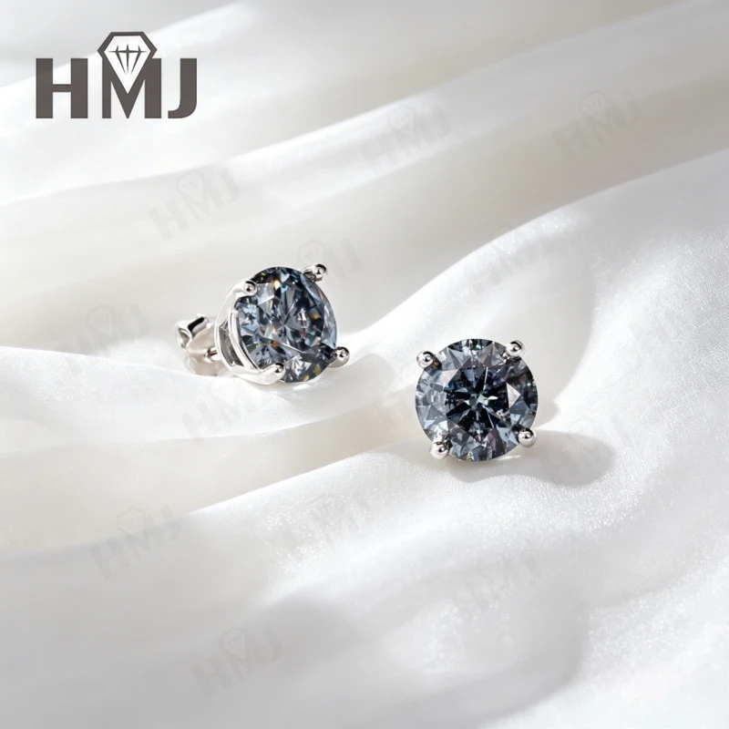 925 Sterling Silber Ohrringe Einzigartige Salz-und-Pfeffer-Diamanten Grau Rundschliff Jubiläums- und Muttertagsgeschenk Feiner Schmuck für Sie – Detail 12