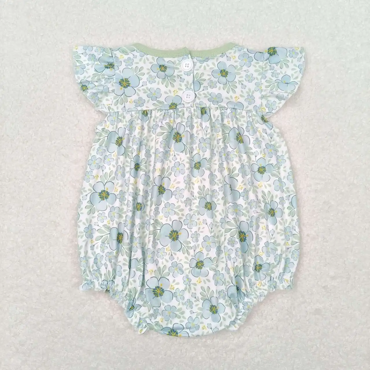 Barboteuse verte à motif floral pour bébé fille, vêtement pour nouveau-né, boutique, vente en gros