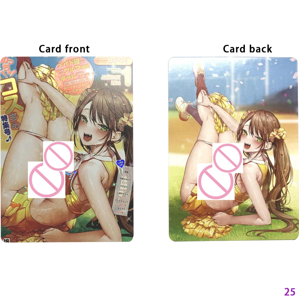 Sexy Anime Nude Card Kawaii Naked Girl Collection Card Big Chested Plump Beauty Refractive Color Flash Otaku Gifts 63*88mm