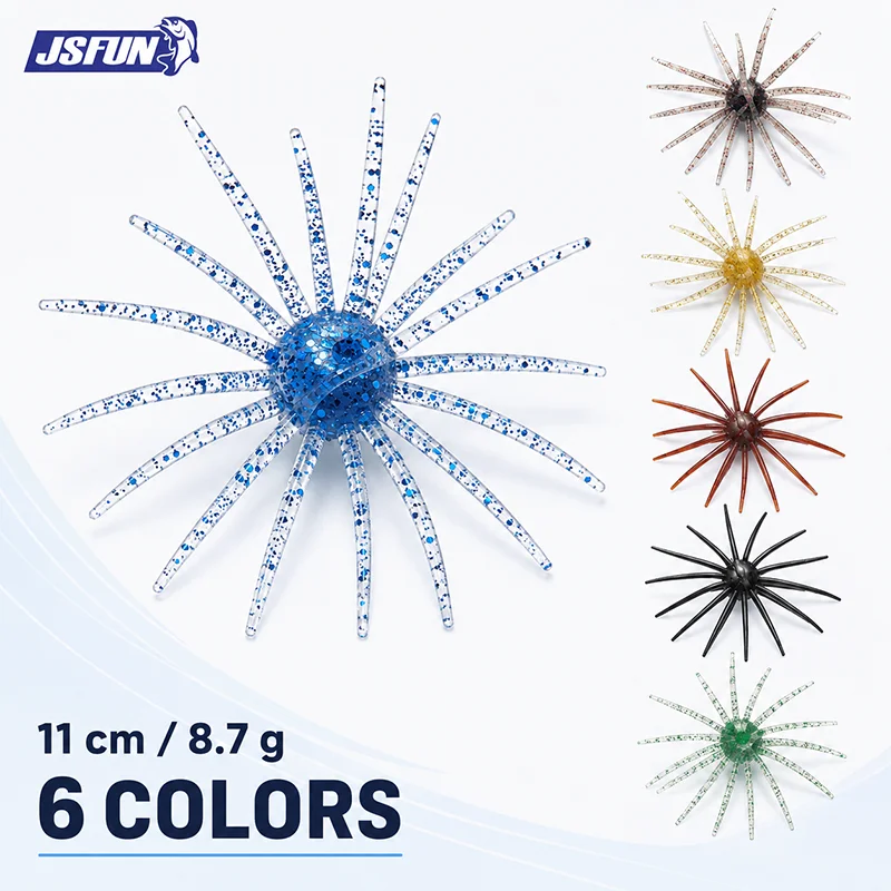 7Pcs 11cm/8.7g Sea Urchin Fishing Lures TPE Soft Bait Silicone Baits For Bream Sea Bass Mandarin Fishing Tilapia Trout