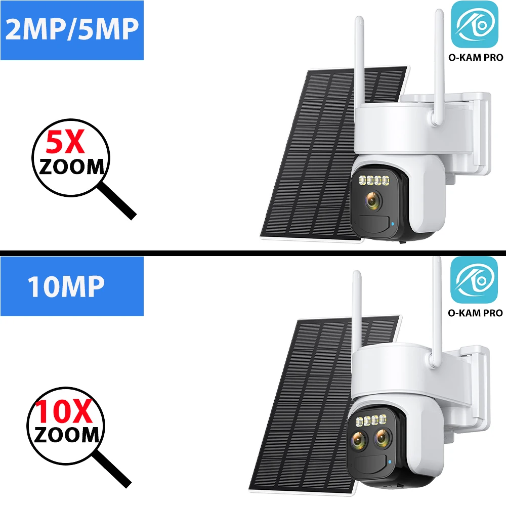 10MP 5K 10X Zoom Wifi Camera Solar Wireless Outdoor HD Surveillance Camera Auto Tracking 365 Days Standby Security Protection