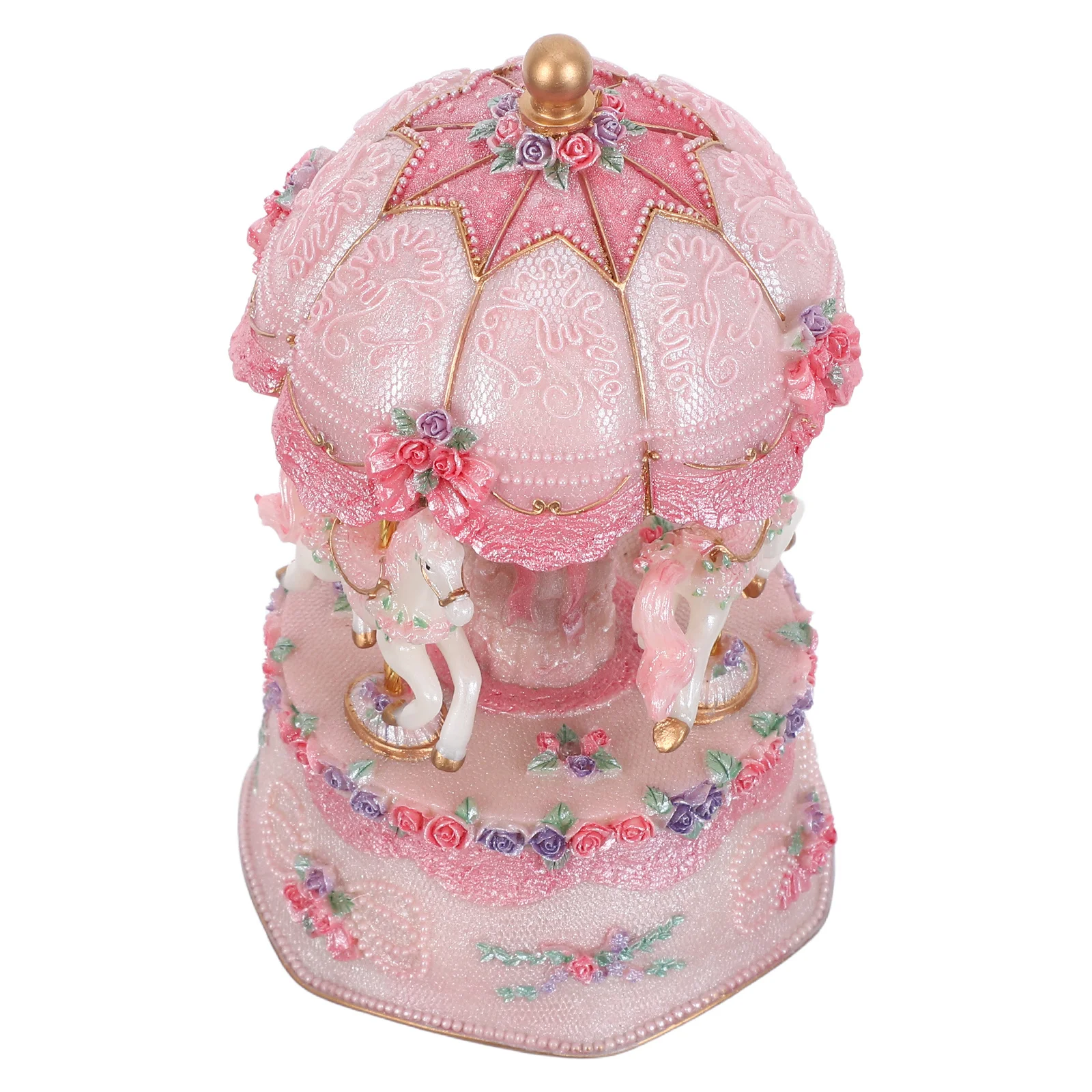 

3-Horse Carousel Music Box Color Changing Led Lights Rotating Musical Decor For Holiday Tabletop Christmas Birthday Gifts