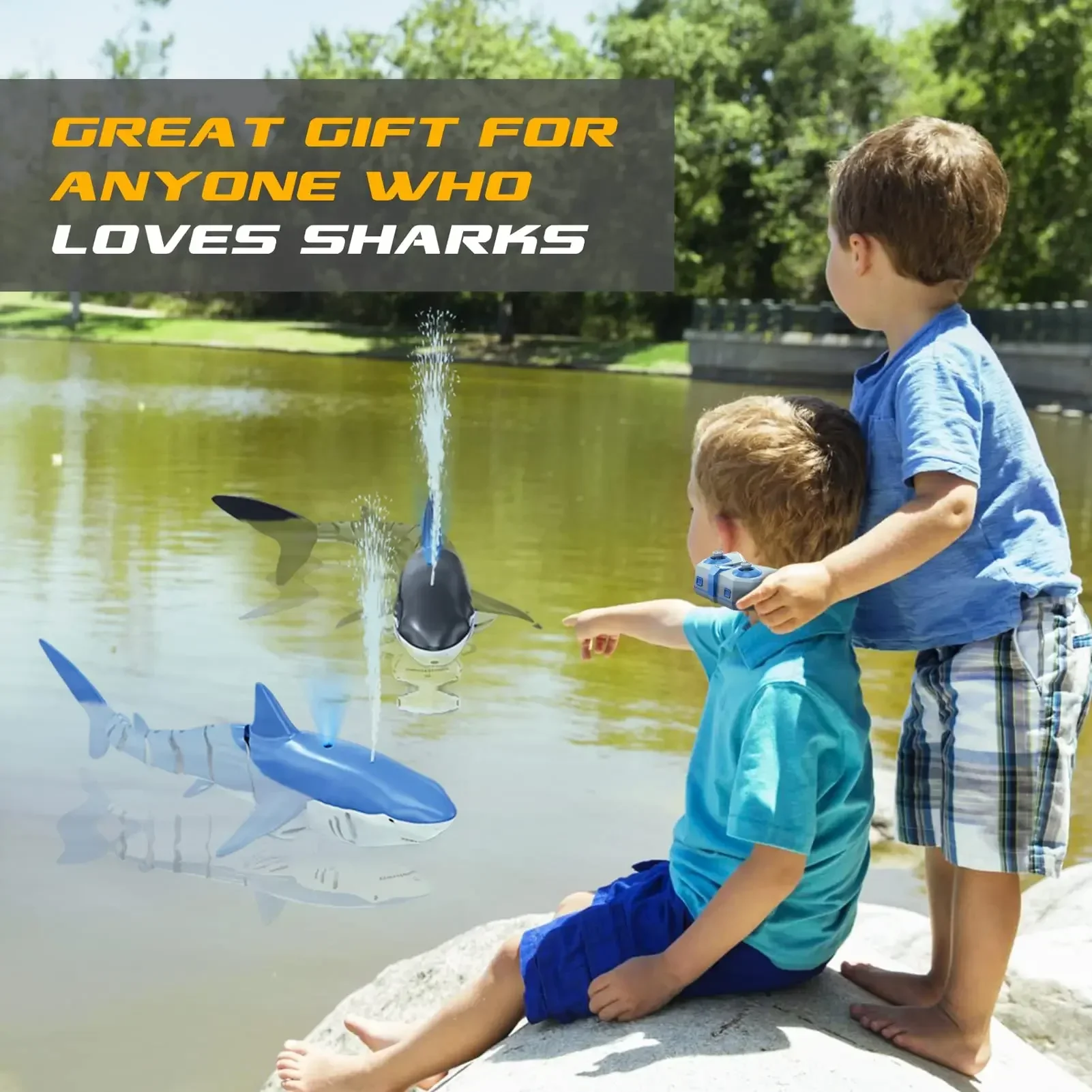 Intelligent Rc Shark Whale Water Spray Toy Remote Control Ship Submarine Robot Fish Electrical Fish Toys for Boys Baby Children