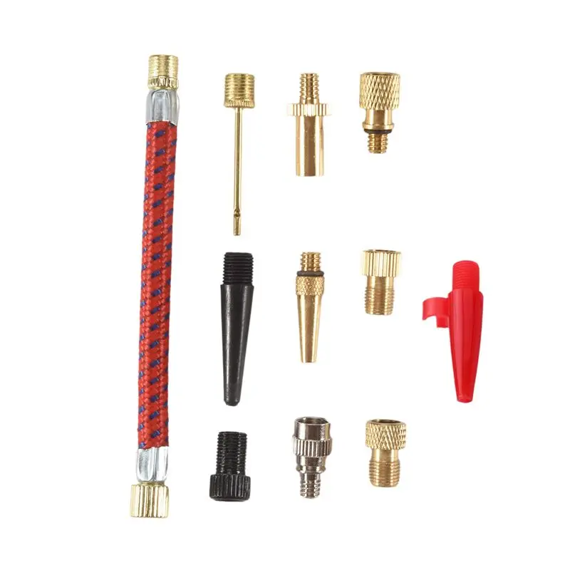 A22E-12Pcs/Set Airbed Pump Hose Adapter Nozzle Valve Air Hose Inflating Needles Bike Pump Inflator Connector Bike Tools