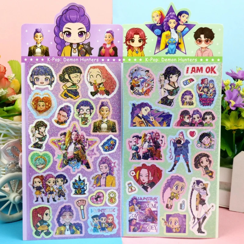 

Новые лазерные стикеры K-Pop Hunter Gacha, милые и креативные наклейки, подходящие для украшения мобильных телефонов и компьютеров.
