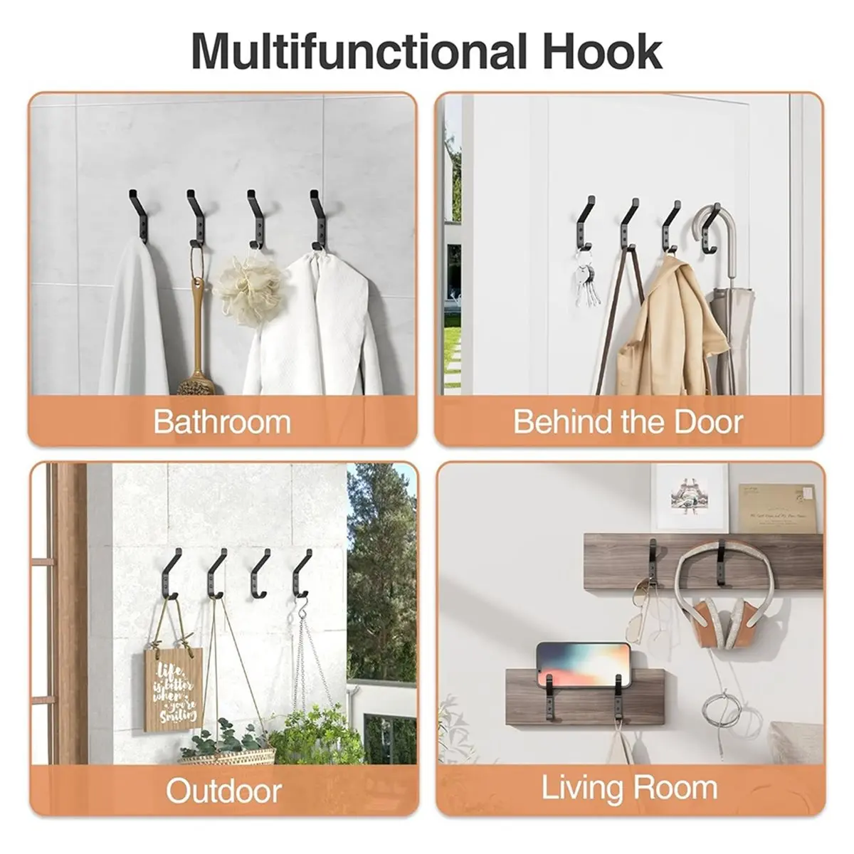 10pcs Coat Hook for Hanging Stainless Wall Hooks for Towel, Hat, Backpack, Key Wall Mounted Coat Hanger