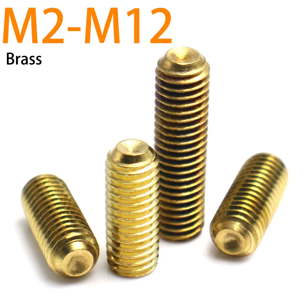 5-20PCS M2 M3 M4 M5 M6 M8 M10 M12 Brass Hex Socket Set Screws Allen Headless Grub Screws Metric Thread RoHS