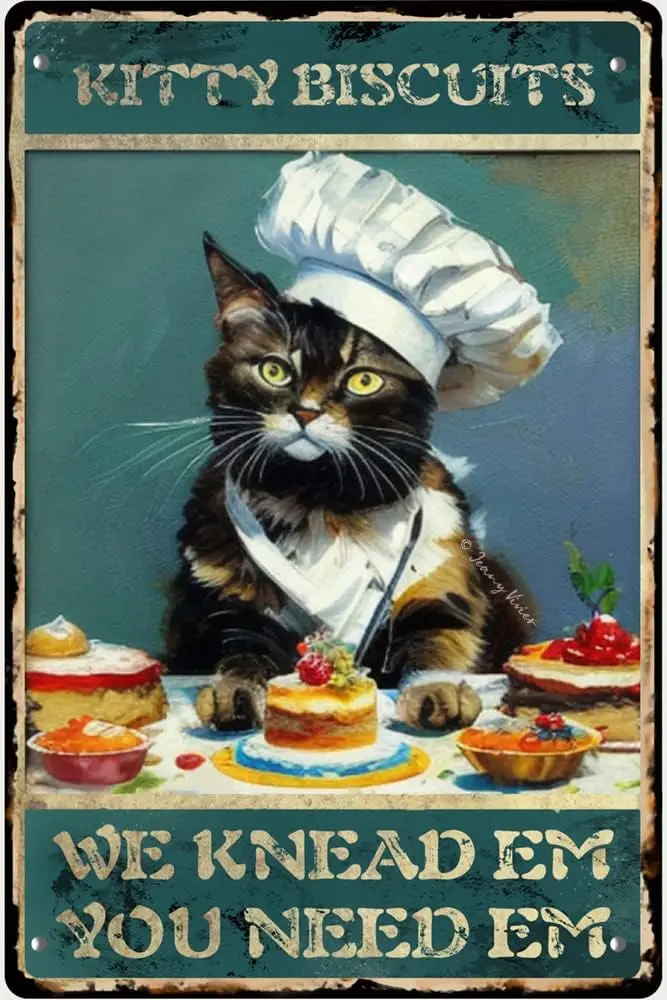 Black Cat Vintage Wall Decor, Funny Kitchen Retro Metal Sign, Kitty Wall Art Metal Tin Signs, Home Decor for Cat Lovers Gifts Ae