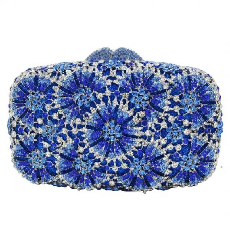 

Зеленый Синий Серебряный Цветок Алмаз Женская Вечерняя Сумка Цветочный Банкет Ужин Нежный AB Кристалл Женский Клатч Женская Сумочка Для Выпускного Вечера