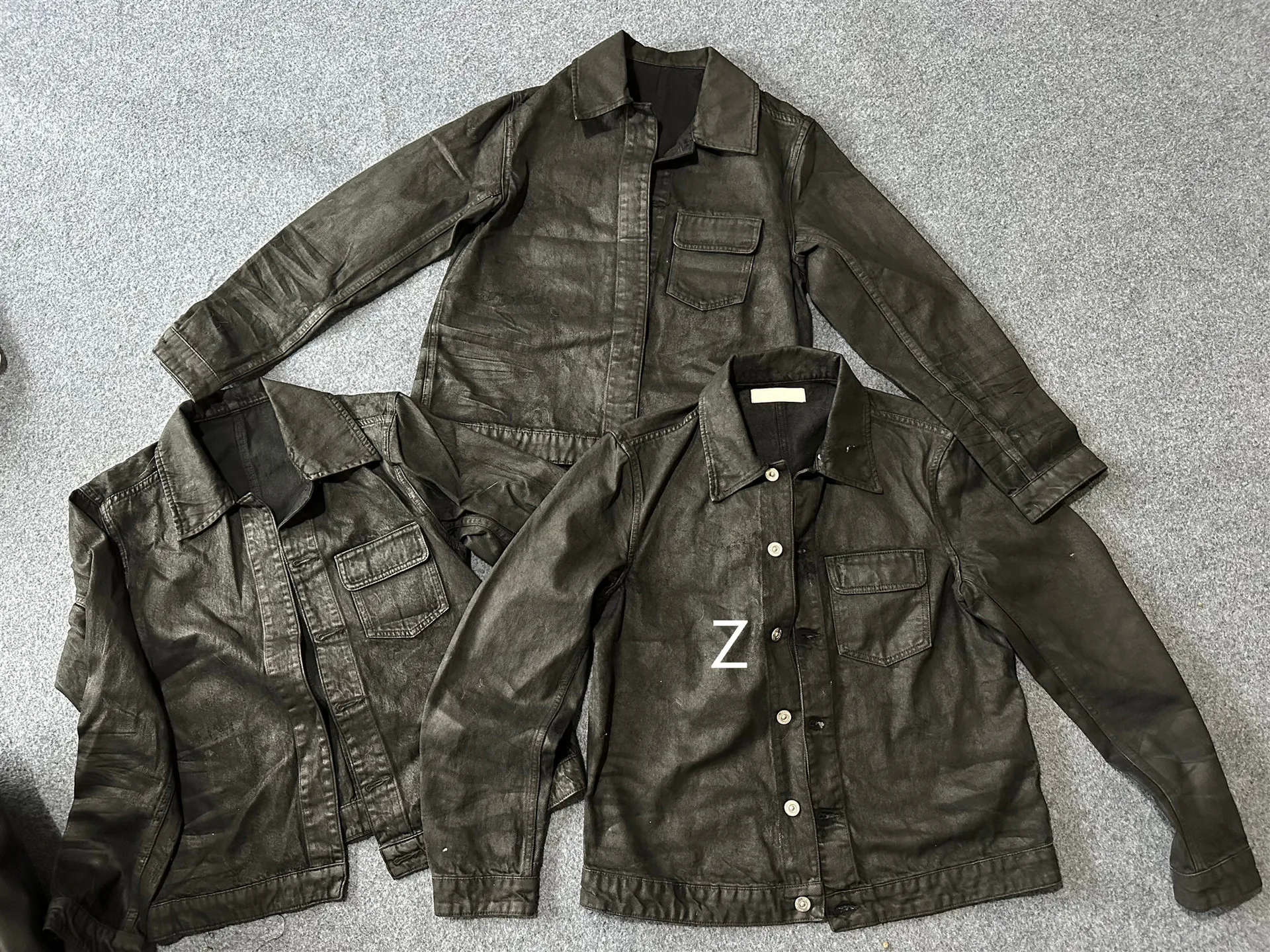 هاي ستريت داكن RO جينز سترة رجالية نحى الشمع بولي Silver مشبك فضي أسود فضفاض الحد الأدنى ملابس الشارع الشهير معاطف السترة الدنيم #5