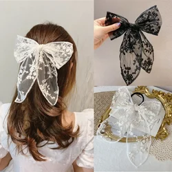 Moda donna ragazze carino forcine per capelli corda di pizzo fiore fiocco nastro fermaglio per capelli ornamento per capelli fascia per capelli nero bianco accessorio per capelli