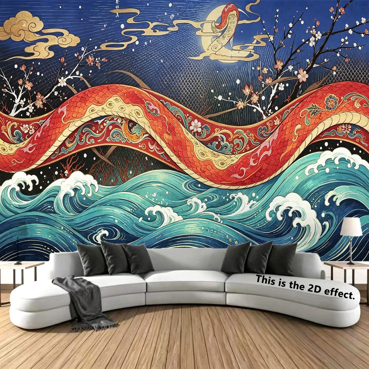 Japanese Ukiyo-e Snake Background Cloth Hanging Cloth Bedroom Bedside Decorative Wall Cloth Dormitory Tapestry