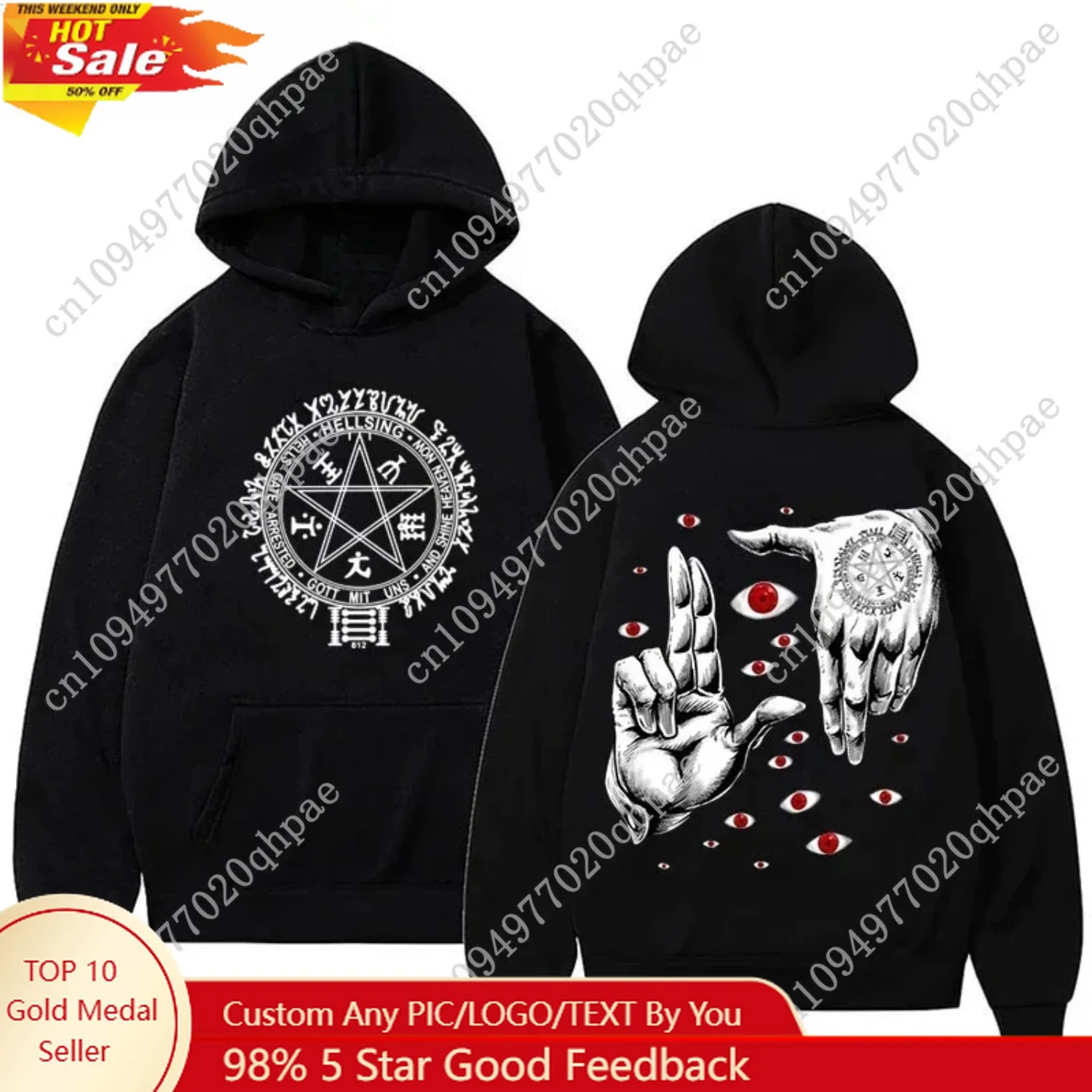 

2025Anime Hellsing Ultimate Aluca Hoodie Men's Fashion Anime Horror Anime Harajuku Casual Loose Top Men and Women The Same