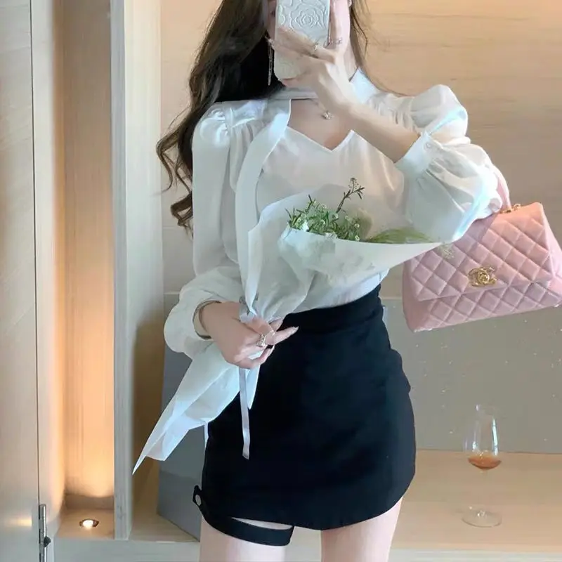 New High-end Women's Clothing with a Light Fragrance Mature Goddess Fan Yujie Explosive Street White Shirt Versatile Top