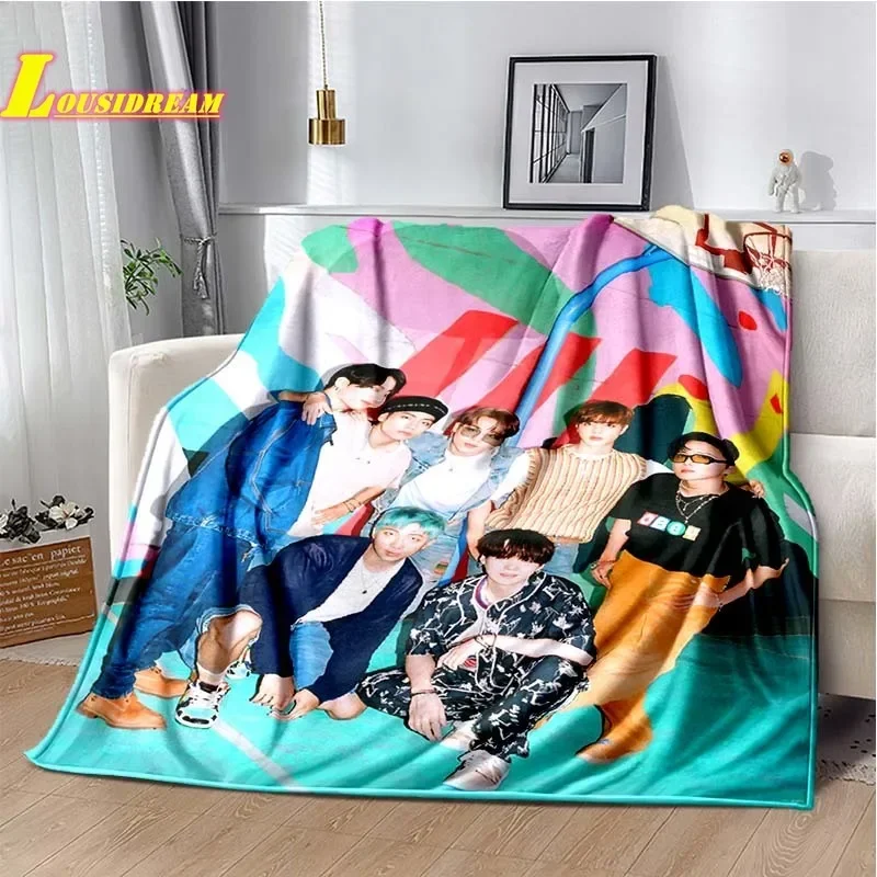 Korean pop group printed blanket travel portable comfortable warm flannel blanket bedroom office bed sofa supplies birthday gift