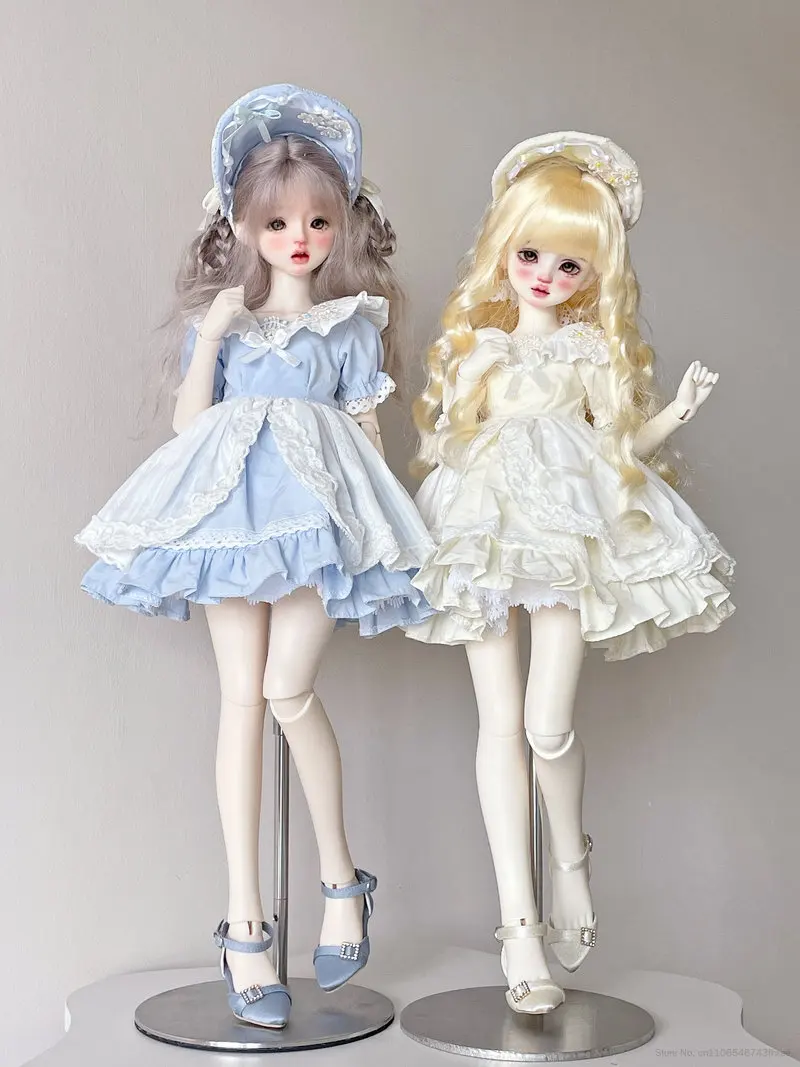 1/4 BJD Doll Clothes Vintage Lolita Dress Set Headdress Dress Petticoat Fit Dali Li GL Lilith Yuyao Regular Fat 1/4 Body