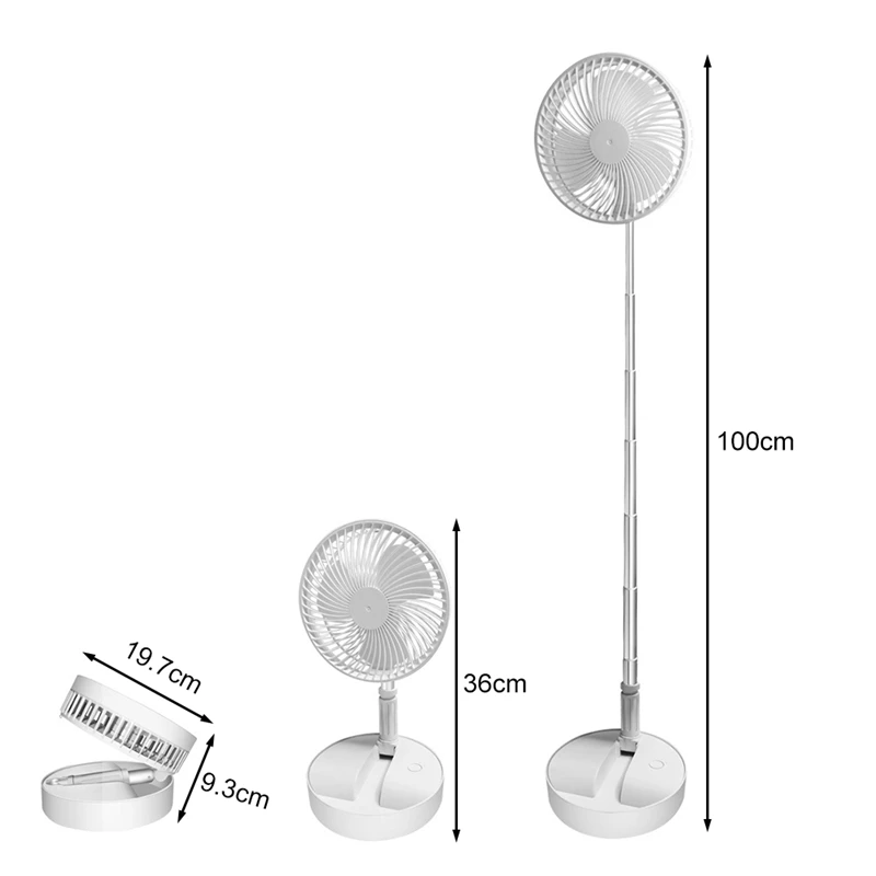 Button-Operated Portable Electric Fan Integrated Desktop Fan Bass Air Supply Foroffice White