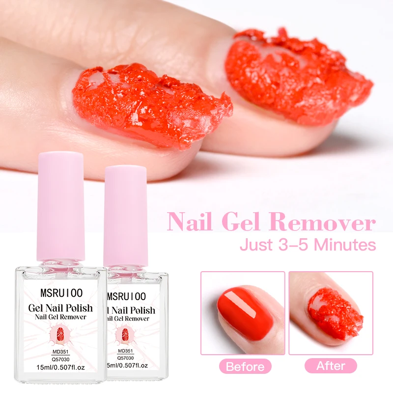MSRUIOO 15ml Magic Fast Nail Gel Polish Remover Clean UV Soak Off Semi Permanent Varnish Nail Art Removal Tools Manicure