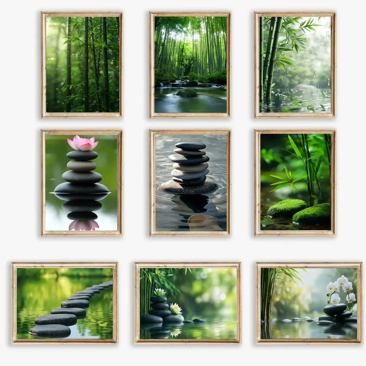 Classic Athens Flowers River Bamboo Forest Stone Scenery Poster Canvas Painting Prints Art Pictures Home Room Wall Decor Gift