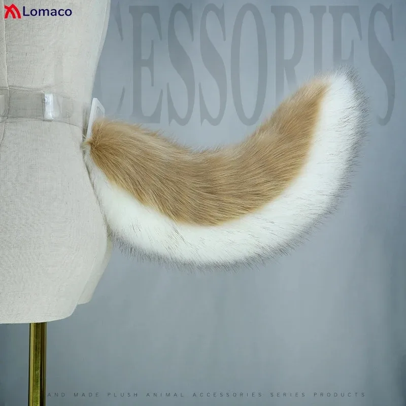 CyPlush-Diadema con orejas de perro, Animal peludo, oreja de bestia, aro para el pelo, oreja de gato de piel sintética, cola de lobo, accesorios de disfraz de Anime profesional