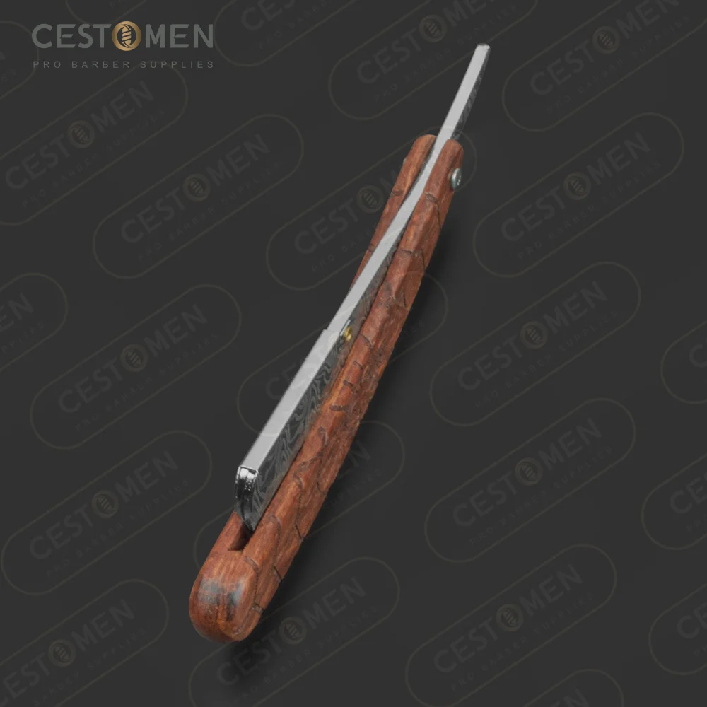 CESTOMEN Spider Wood Handle Classic Straight Razor Knife Barber Beard Shaving Tools Single Blade Cut Throat Razor