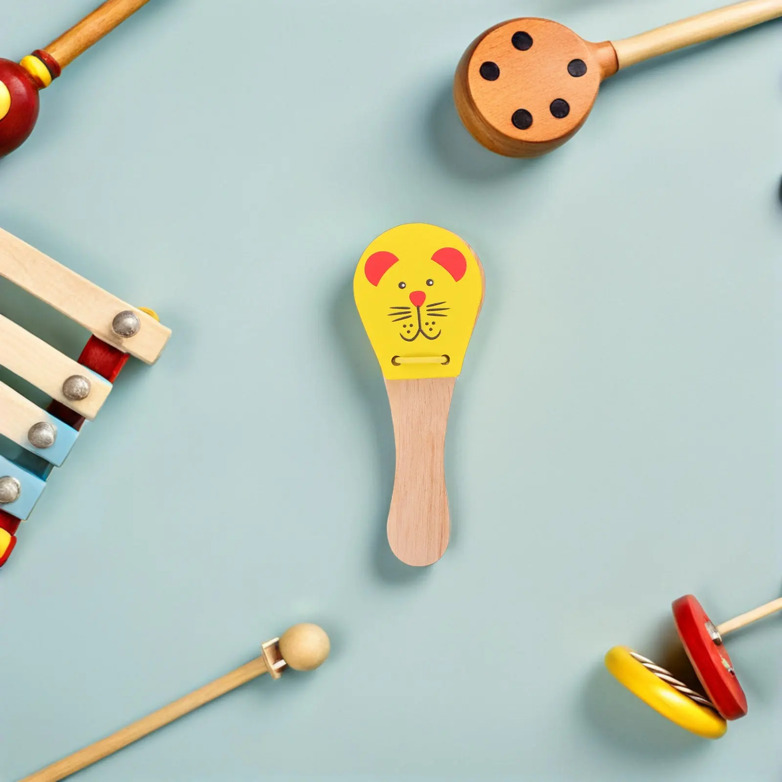 

3Pcs Wooden Percussion Castanets Animal Design Early Music Learning Instrument Easy Grip Handheld Noise Maker for