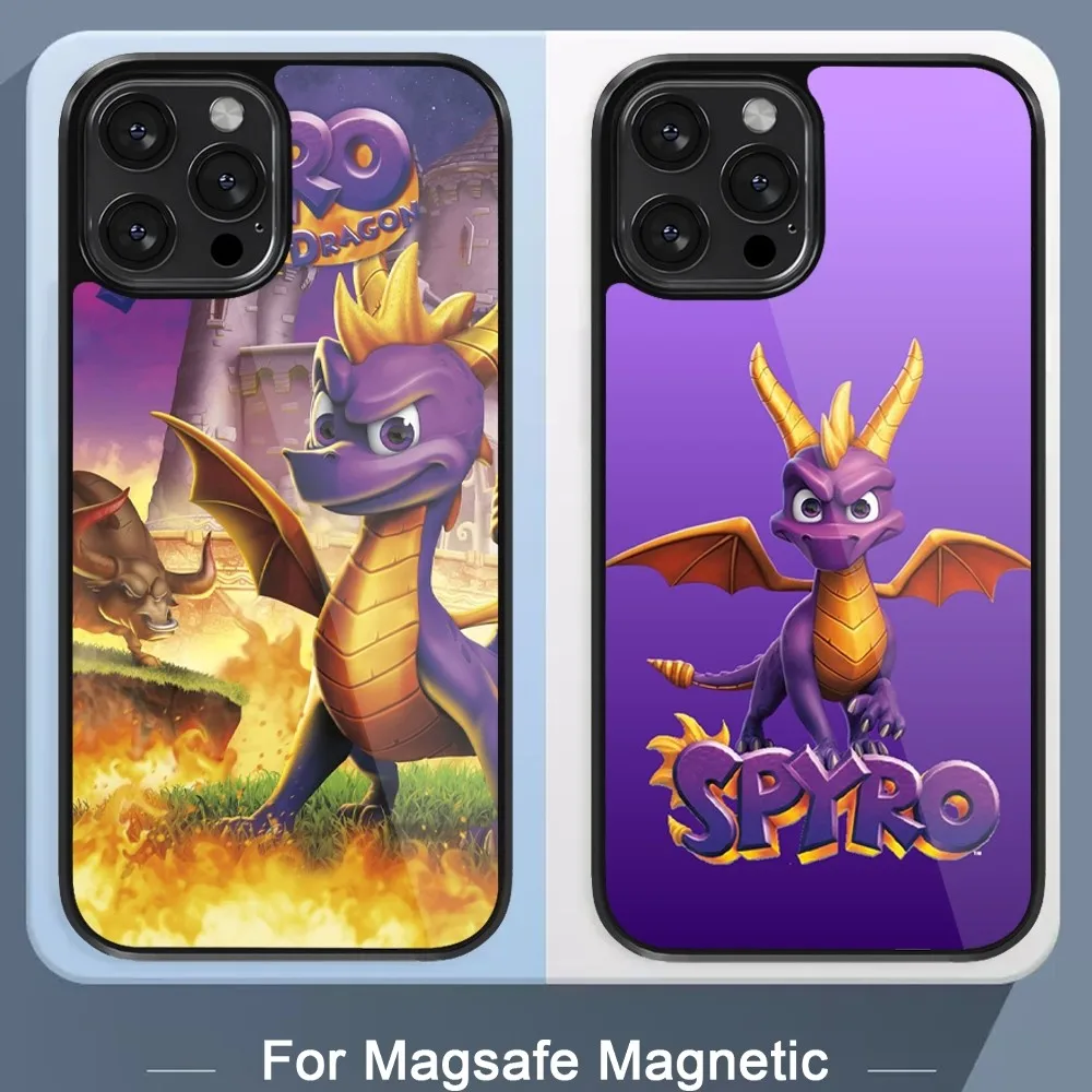 Game S-Spyro the D-Dragon Phone Case For iPhone 15 14 13 12 11 Pro Max Plus Mini Magsafe Magnetic Black Cover