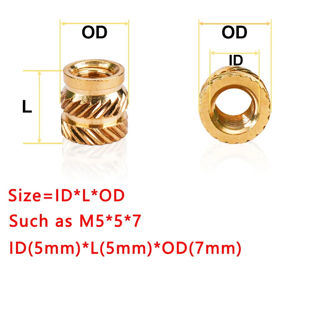 M5 Brass Heat Set Insert Nut for 3D Printing Thermal Hot Melt Molding Injection Inserts Nuts For Plastic/ABS/PETG RC Models Nut