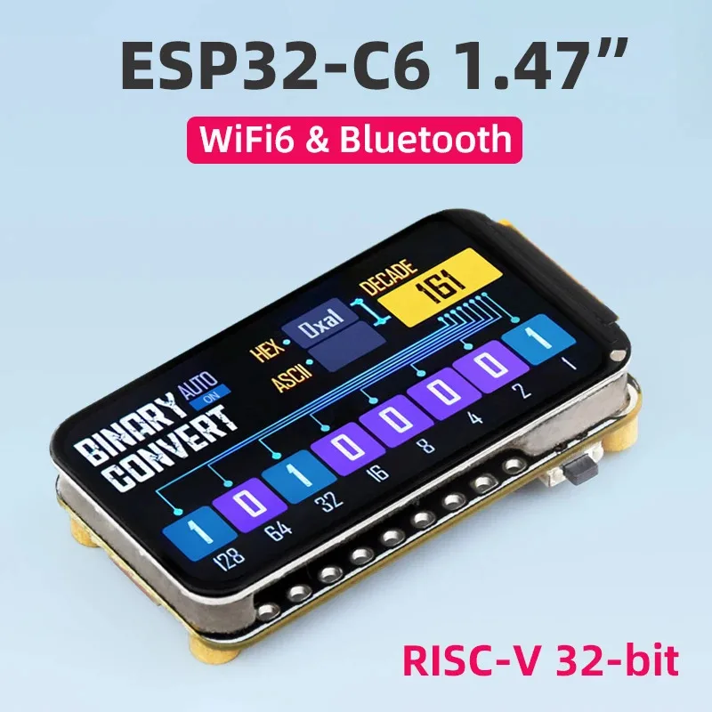 

ESP32-C6-LCD Макетная плата 1,47-дюймовый дисплей RISC-V 32-битный Wi-Fi 6 и BT ESP32 1,47-дюймовый экран 172 × 320 ЖК-дисплей DIY Аксессуар для платы