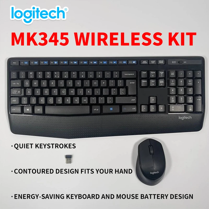 

Logitech MK345 Беспроводная клавиатура и мышь Набор настольных компьютеров Домашний набор клавиатуры и мыши Офисный портативный игровой набор