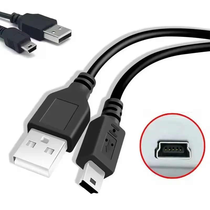 1/2/3/4/5/6Pcs Best GPS EPS MP3 MP4 Cable Charging Black Male USB Cord Adapter 2.0 A To 5 Pin B