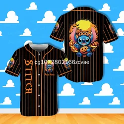 2024 Disney Stitch Halloween Baseball Jersey Custom Name Men's And Women's Baseball Jersey Fashionable Short Sleeve T-Shirt